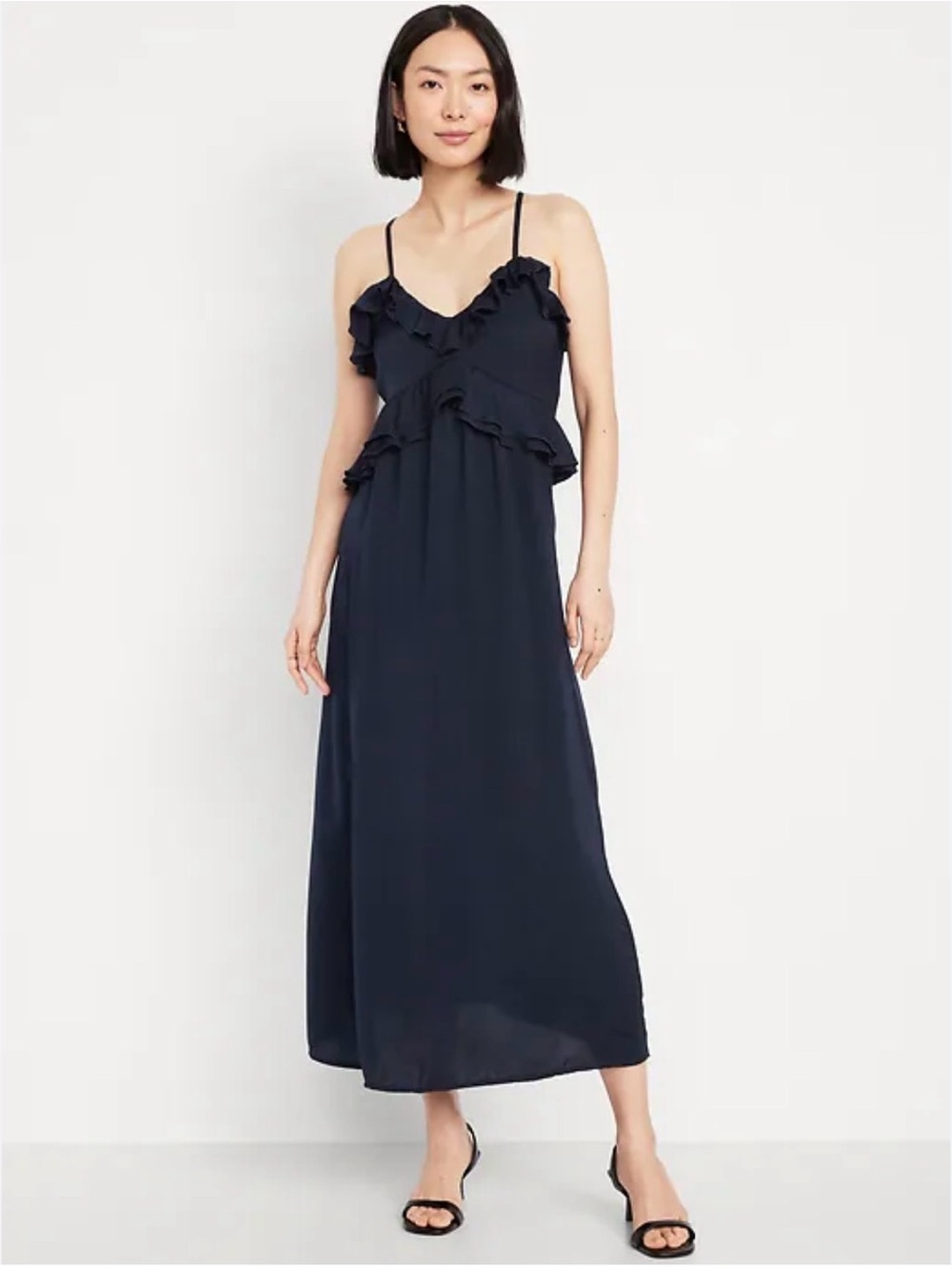 Old Navy Navy Ruffle Maxi Dress